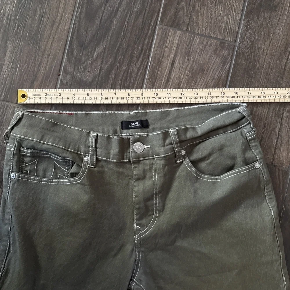 True Religion Geno Relaxed Slim Men Jeans 33 Green Stretch Denim 5 Pocket